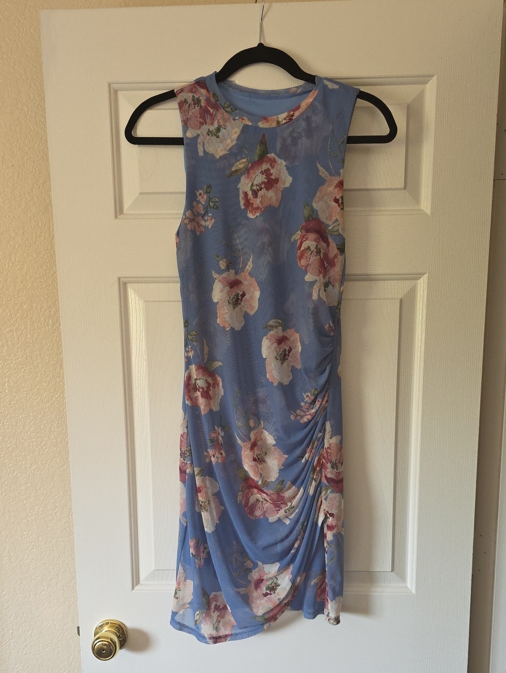 Floral Sleeveless Blue Summer Dress